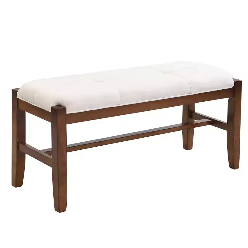 Ensemble de salle à manger 4/5 pièces moderne, table à manger peu encombrante avec plateau en faux marbre, 2 chaises rembourrées et un banc, blanc+marron-ModernLuxe