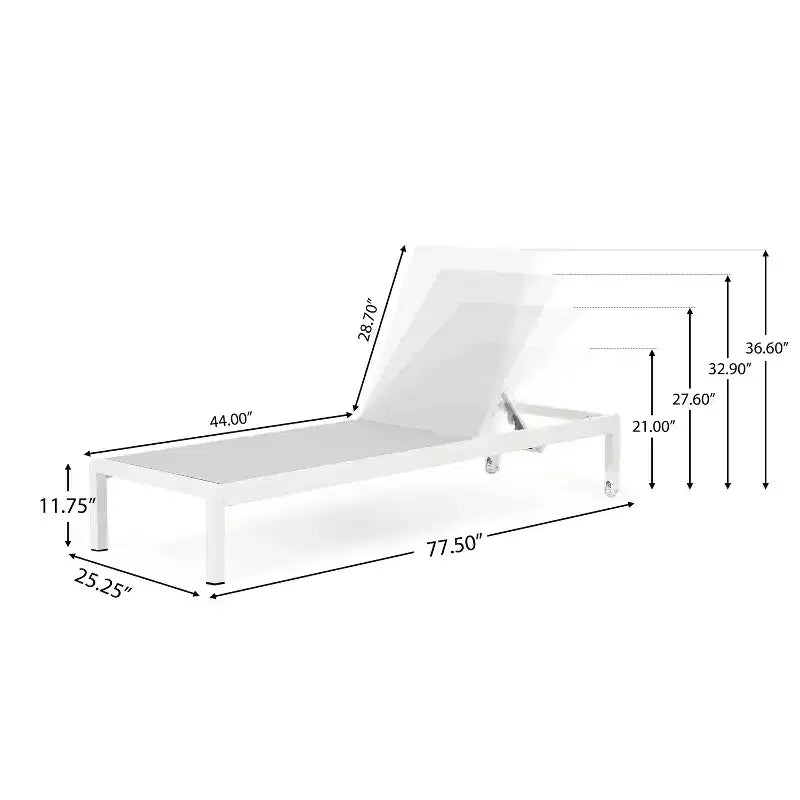 Ensemble de 2 chaises longues d'extérieur modernes Okak avec table d'appoint, chaises de patio avec cadre en aluminium antirouille pour bord de piscine, jardin, arrière-cour