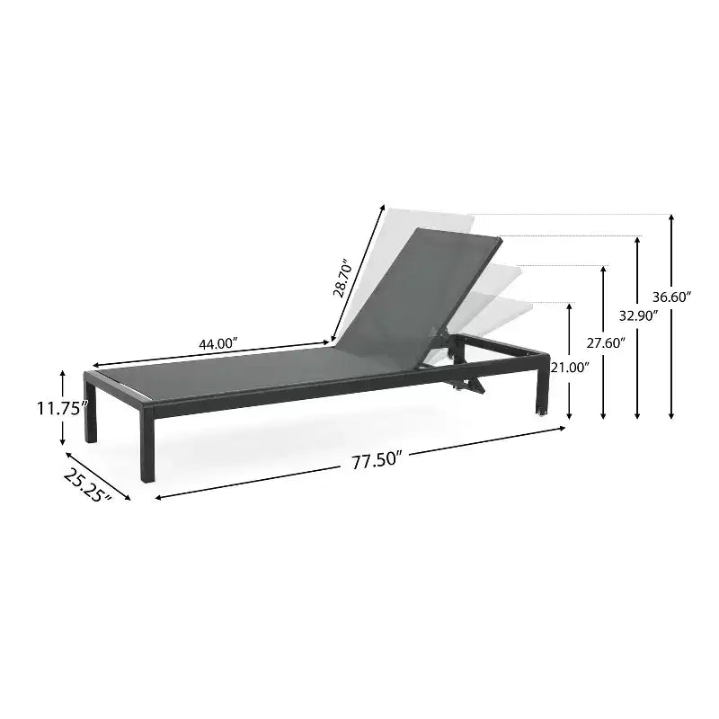 Ensemble de 2 chaises longues d'extérieur modernes Okak avec table d'appoint, chaises de patio avec cadre en aluminium antirouille pour bord de piscine, jardin, arrière-cour