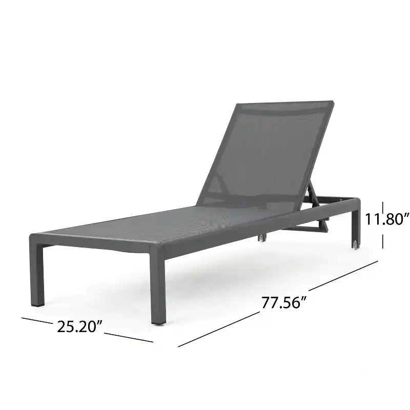 Ensemble de 2 chaises longues d'extérieur modernes Okak avec table d'appoint, chaises de patio avec cadre en aluminium antirouille pour bord de piscine, jardin, arrière-cour