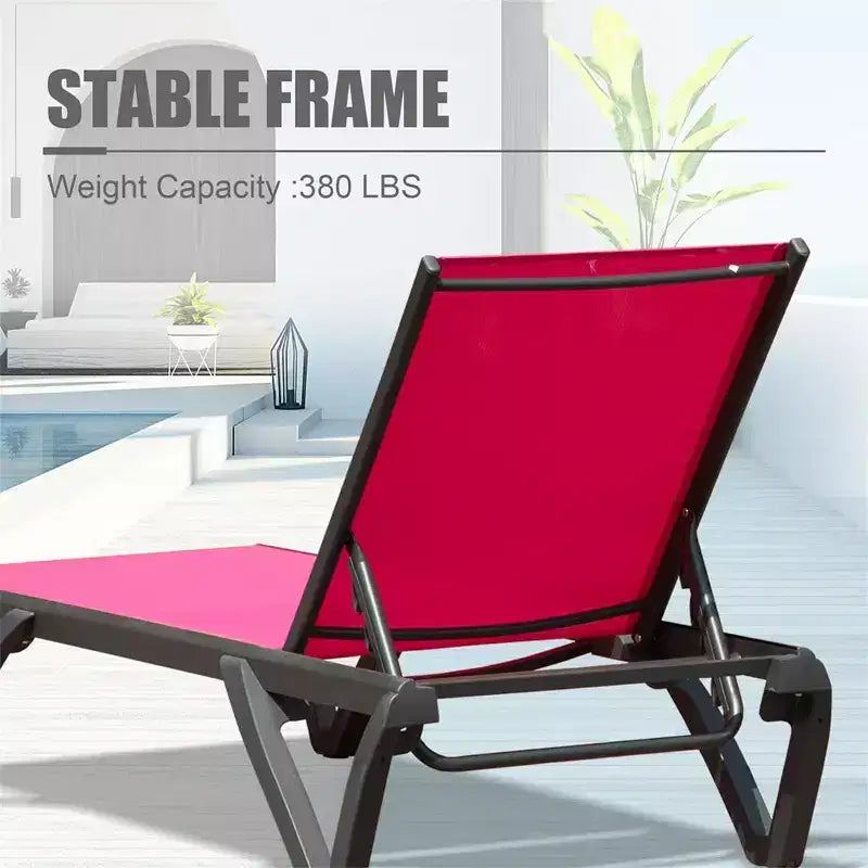 Chaise longue de jardin Okak en aluminium haut de gamme, table en option, chaise longue inclinable pour piscine, plage, terrasse et jardin