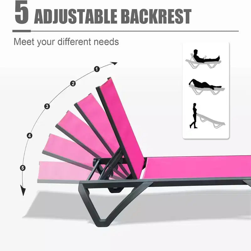 Chaise longue de jardin Okak en aluminium haut de gamme, table en option, chaise longue inclinable pour piscine, plage, terrasse et jardin