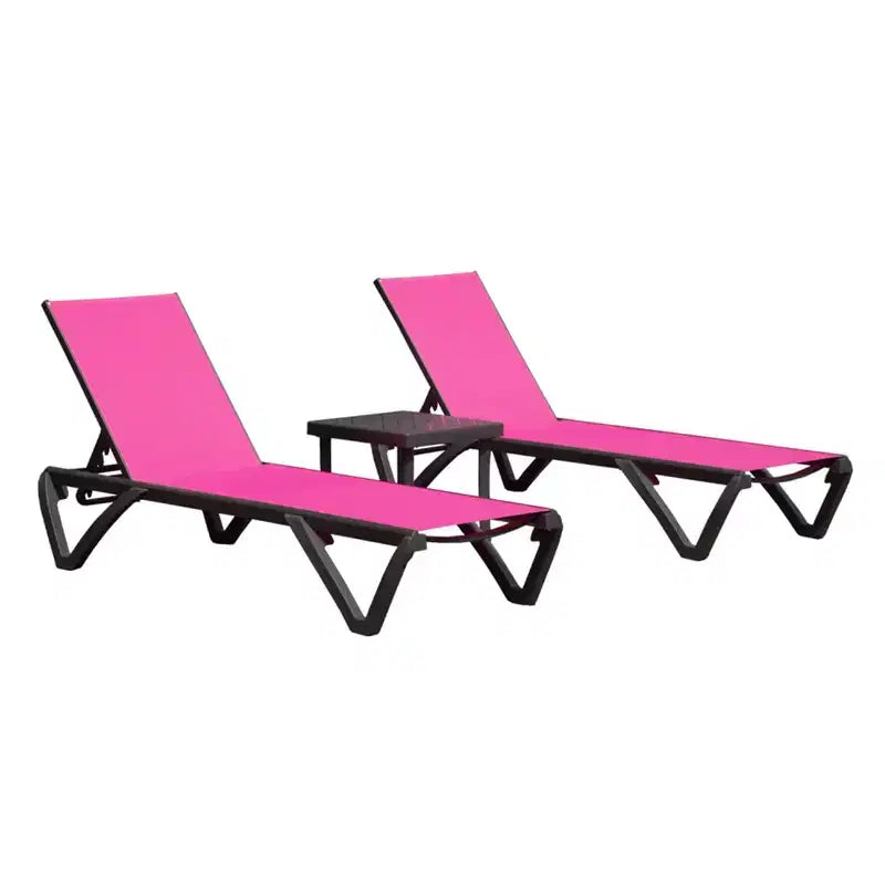 Chaise longue de jardin Okak en aluminium haut de gamme, table en option, chaise longue inclinable pour piscine, plage, terrasse et jardin