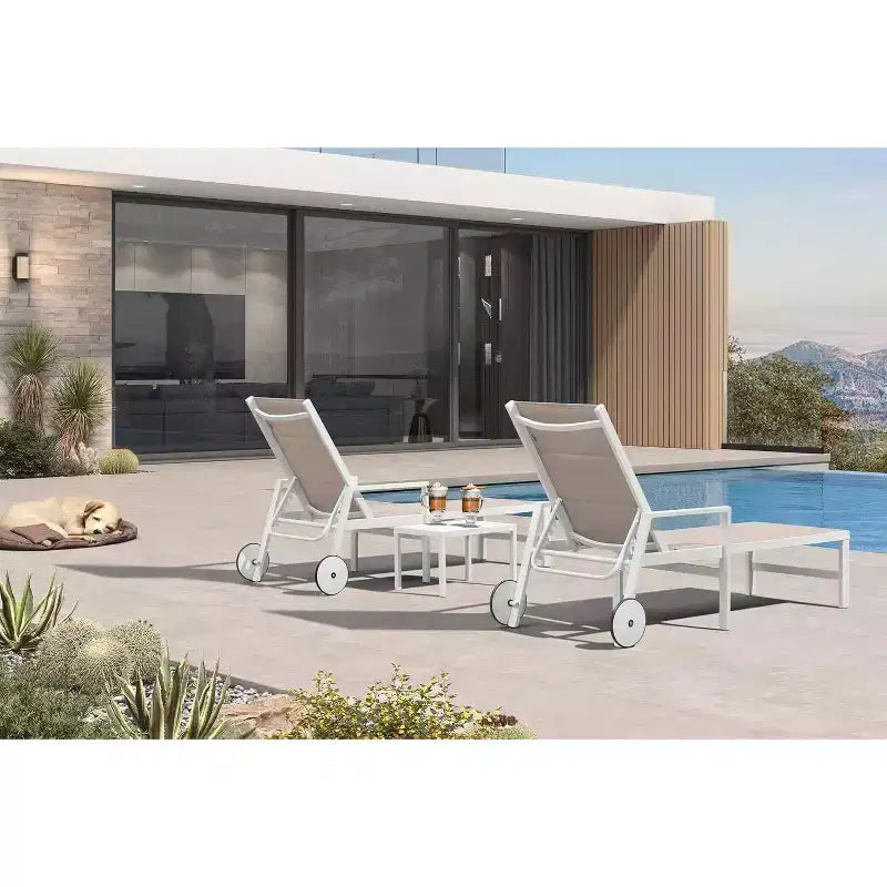 Ensemble de chaises longues d'extérieur PURPLE LEAF, fauteuil inclinable réglable avec table d'appoint, transat d'extérieur en aluminium