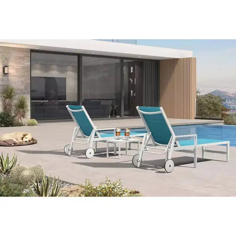 Ensemble de chaises longues d'extérieur PURPLE LEAF, fauteuil inclinable réglable avec table d'appoint, transat d'extérieur en aluminium