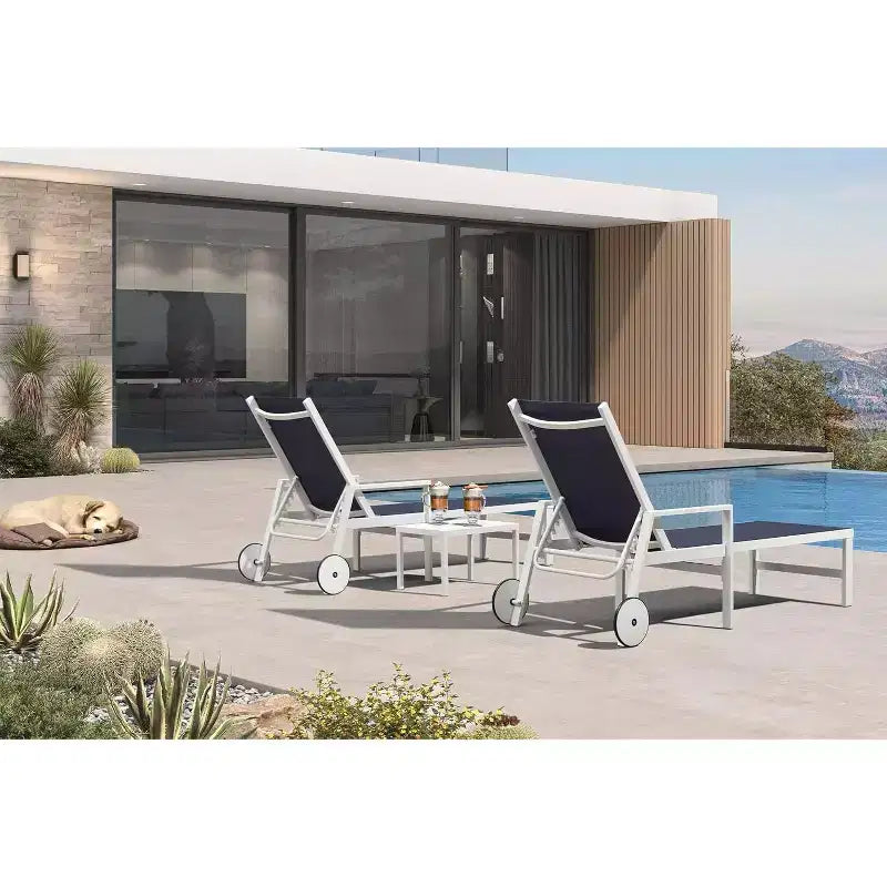Ensemble de chaises longues d'extérieur PURPLE LEAF, fauteuil inclinable réglable avec table d'appoint, transat d'extérieur en aluminium