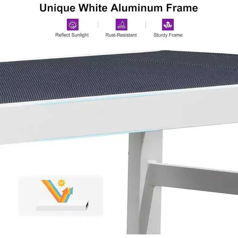 Ensemble de chaises longues d'extérieur PURPLE LEAF, fauteuil inclinable réglable avec table d'appoint, transat d'extérieur en aluminium