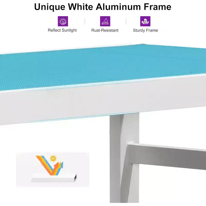 Ensemble de chaises longues d'extérieur PURPLE LEAF, fauteuil inclinable réglable avec table d'appoint, transat d'extérieur en aluminium