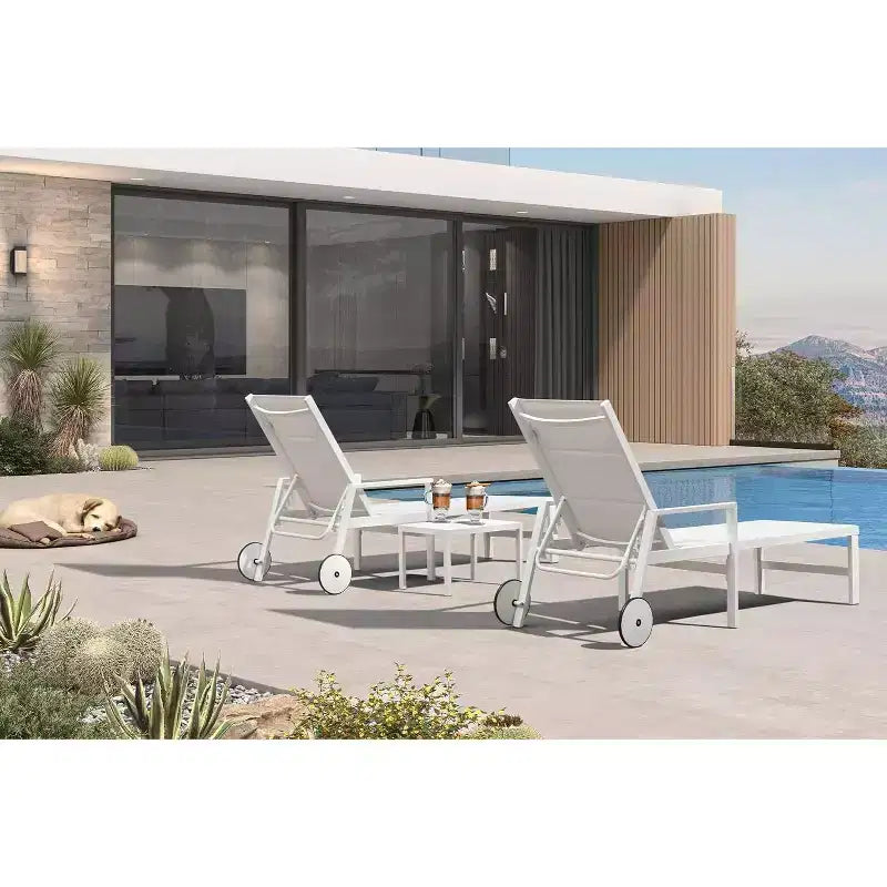 Ensemble de chaises longues d'extérieur PURPLE LEAF, fauteuil inclinable réglable avec table d'appoint, transat d'extérieur en aluminium