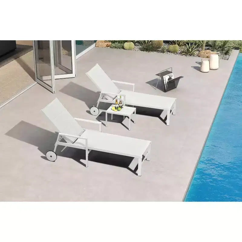 Ensemble de chaises longues d'extérieur PURPLE LEAF, fauteuil inclinable réglable avec table d'appoint, transat d'extérieur en aluminium