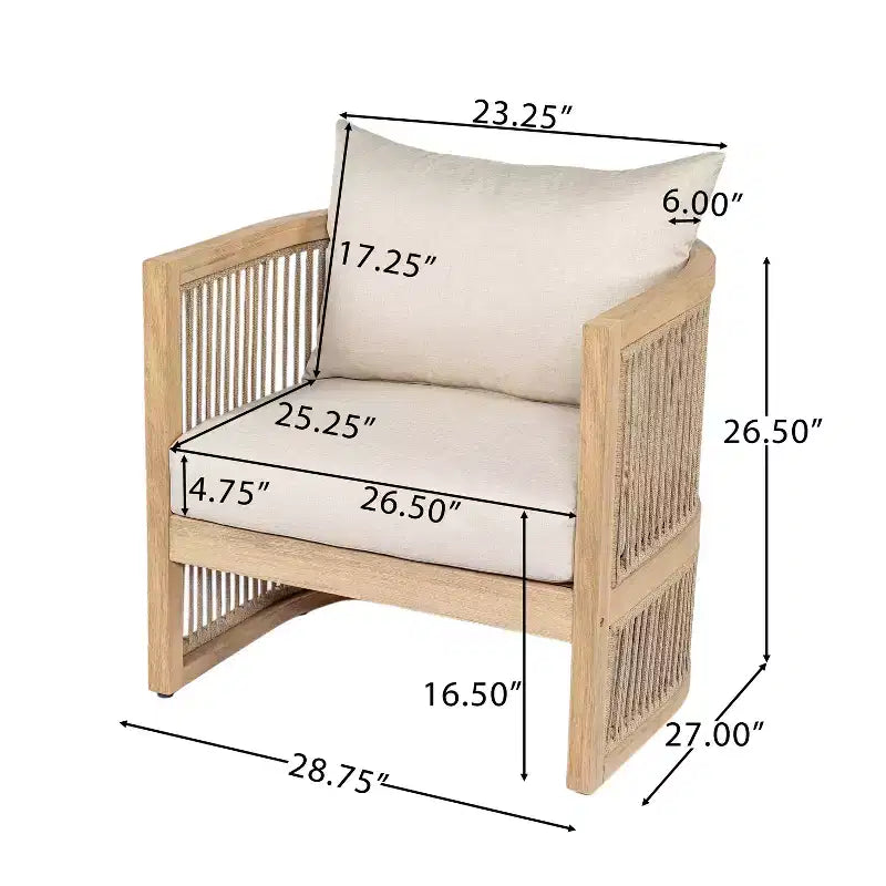 Christopher Knight Home Hayate Fauteuil de club bohème en bois d'acacia et corde tressée avec table d'appoint légère en béton