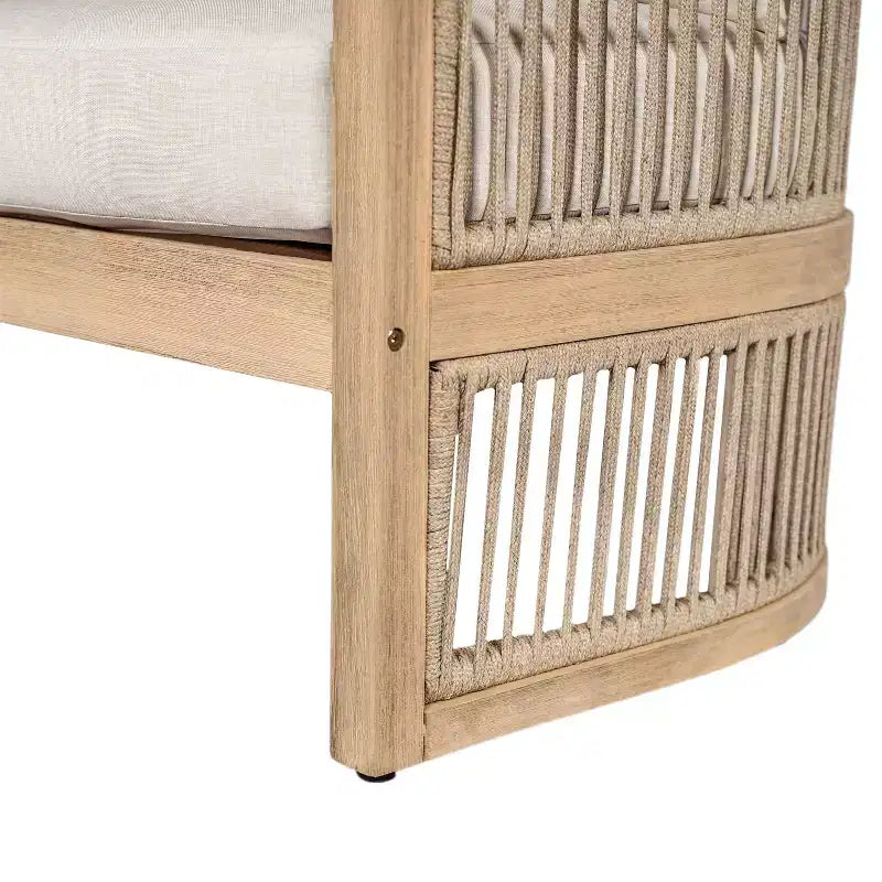 Christopher Knight Home Hayate Fauteuil de club bohème en bois d'acacia et corde tressée avec table d'appoint légère en béton