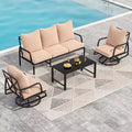 NAYSAYE Patio Chaise Lounges Outdoor Swivel Chairs Sofa and Coffee Table Set for Porch Balcony, Beige, 50.4*34*28