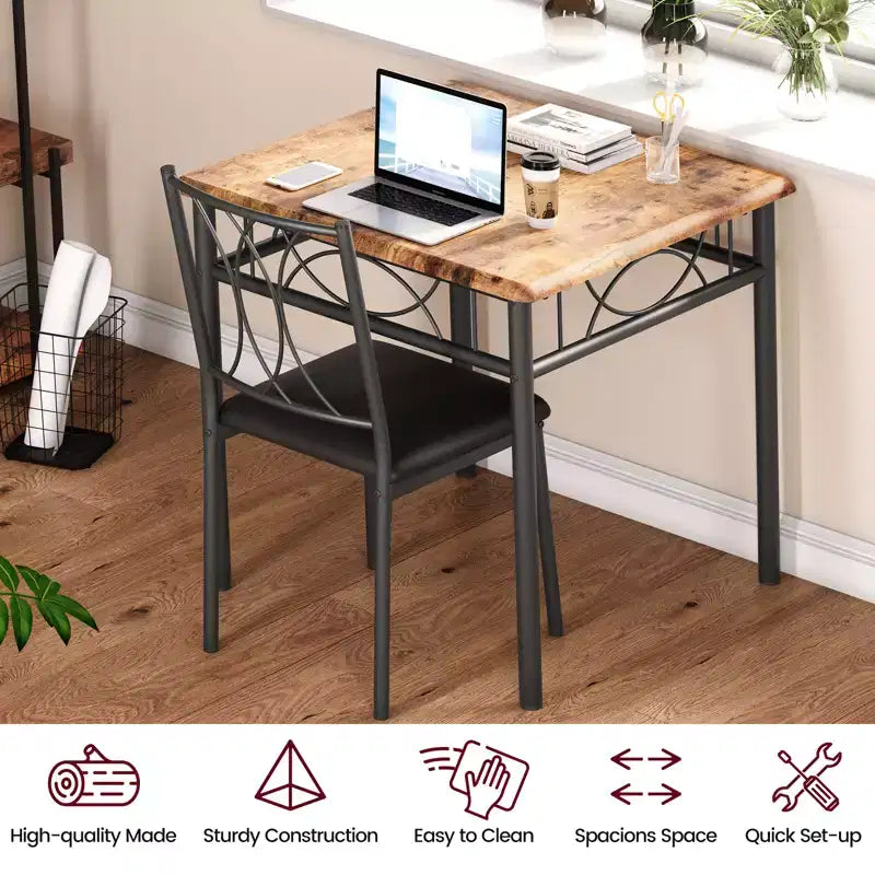 Ensemble de salle à manger Garvee, Ensemble table et chaises : Petite table rectangulaire et chaises pour Cuisines, Salle à manger