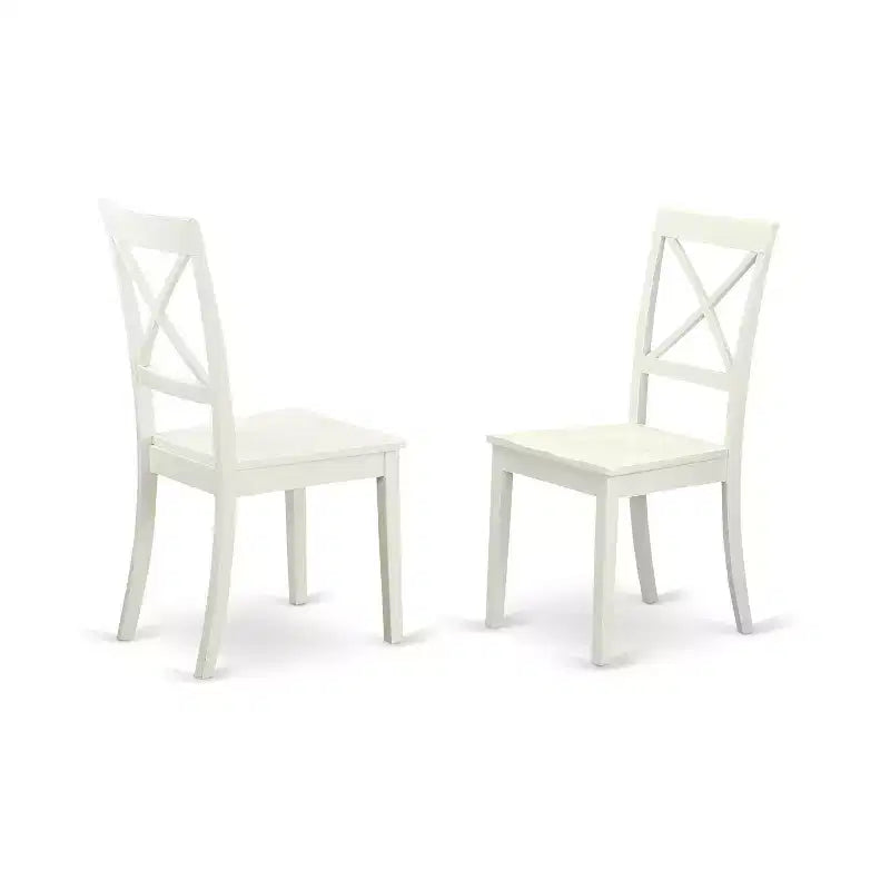 Table de cuisine carrée Belmont HomeStock et chaises de salle à manger en bois, blanc lin