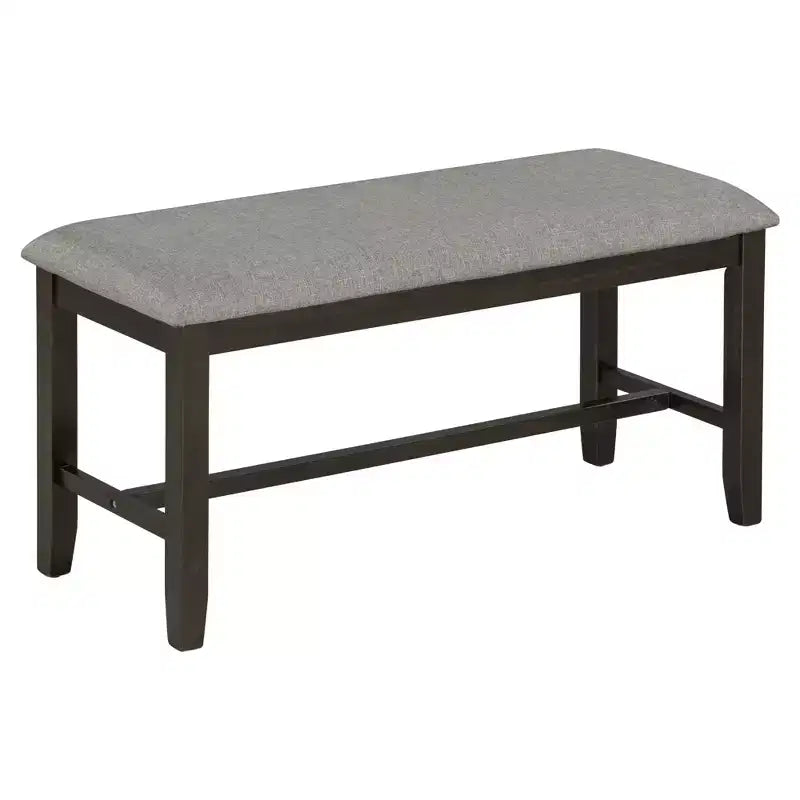 Ensemble de salle à manger 6 pièces de style ferme avec banc pour 6 personnes, table rectangulaire en bois et 4 chaises rembourrées