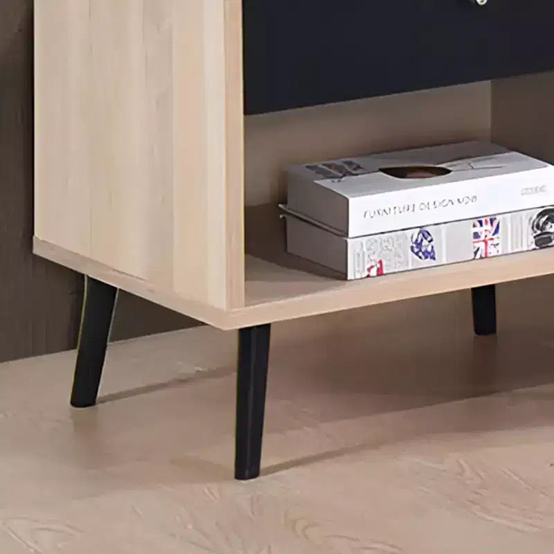 Ensemble de meubles de salon 3 pièces Kings Brand Furniture Nathan avec buffet, table basse et table d'appoint, rangement moderne, finition chêne/noir