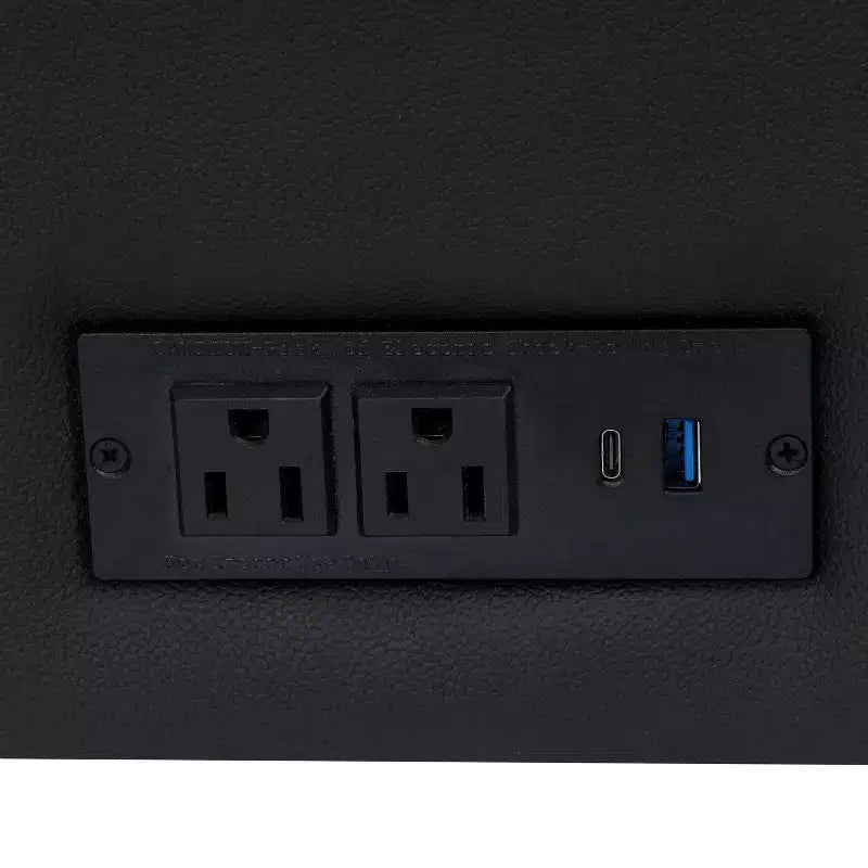 Flash Furniture HERCULES Artemis Ensemble de réception rembourré 3 pièces, 8 prises CA/4 ports USB/4 ports USB-C et pieds en noyer avec patins réglables