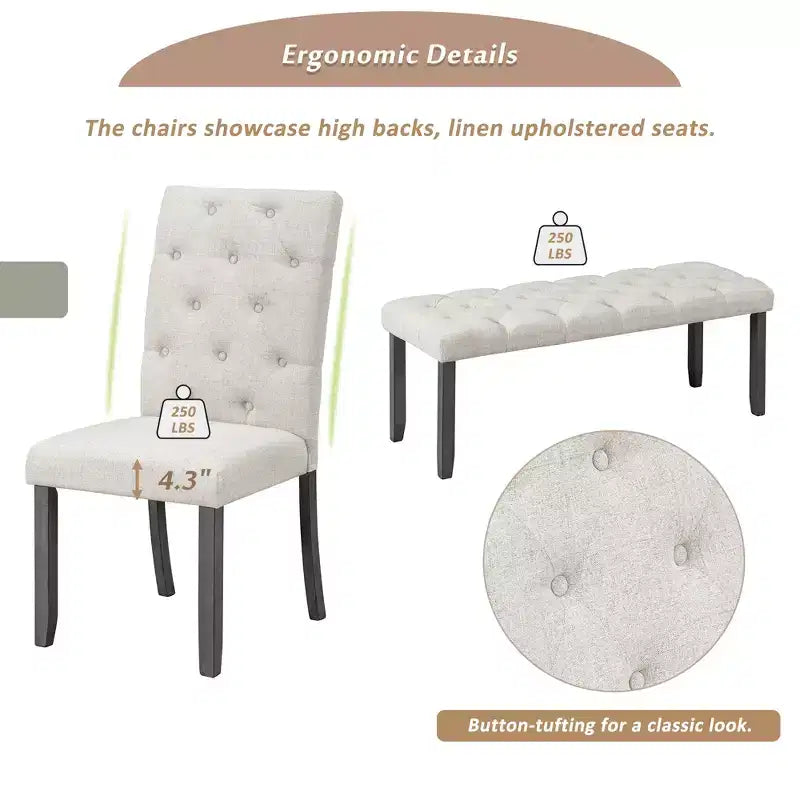 Ensemble de salle à manger extensible vintage Oliver de GDFStudio pour 4 à 6 personnes avec table style ferme de 42 à 58 po et chaises rembourrées