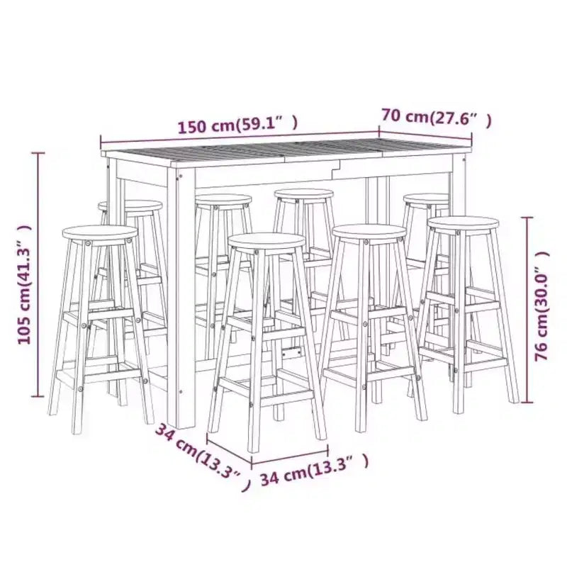 vidaXL Salon de bar de jardin en bois d'acacia massif Grand Durable