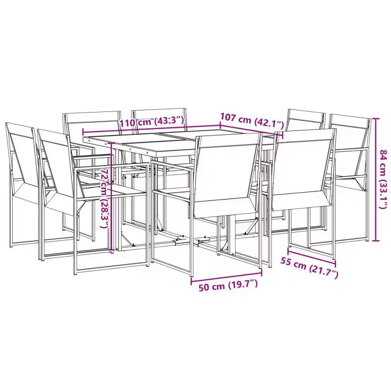 vidaXL Salon de Jardin Ensemble Table et Chaises Mobilier d'extérieur en textilène