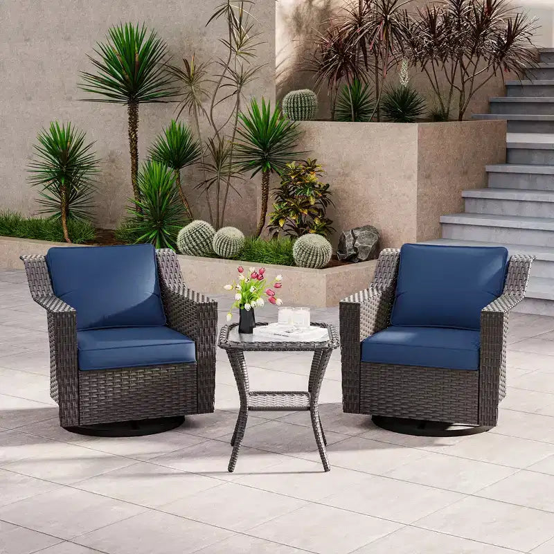 Fauteuil à bascule pivotant d'extérieur UPTIOT avec table d'appoint