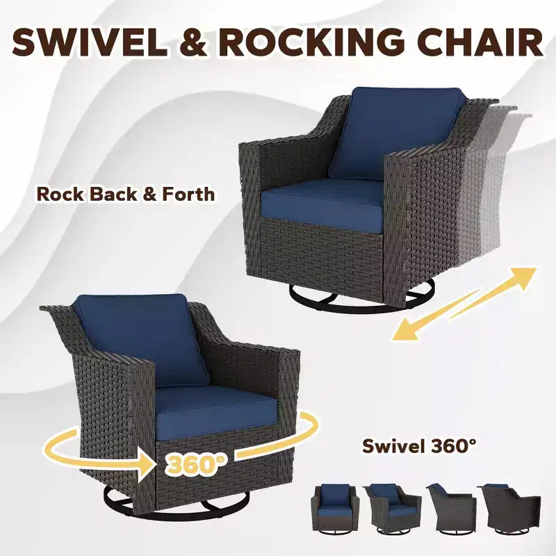 Fauteuil à bascule pivotant d'extérieur UPTIOT avec table d'appoint