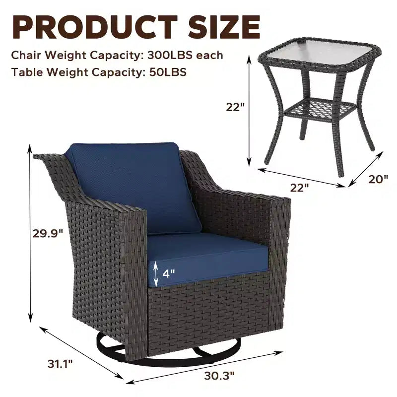 Fauteuil à bascule pivotant d'extérieur UPTIOT avec table d'appoint