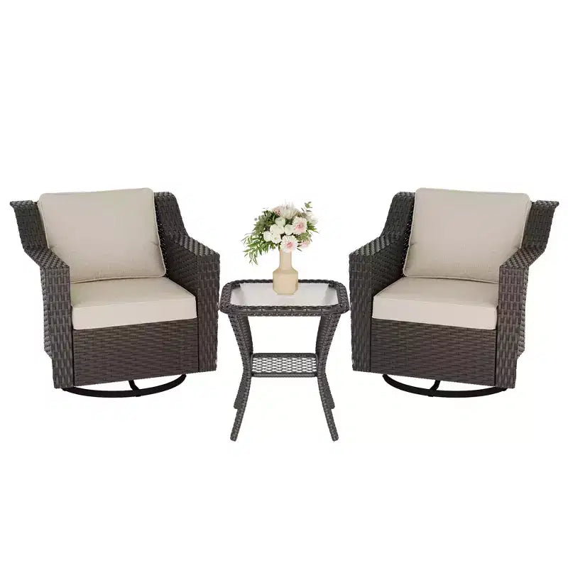 Fauteuil à bascule pivotant d'extérieur UPTIOT avec table d'appoint