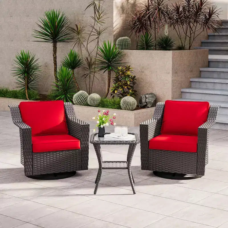 Fauteuil à bascule pivotant d'extérieur UPTIOT avec table d'appoint