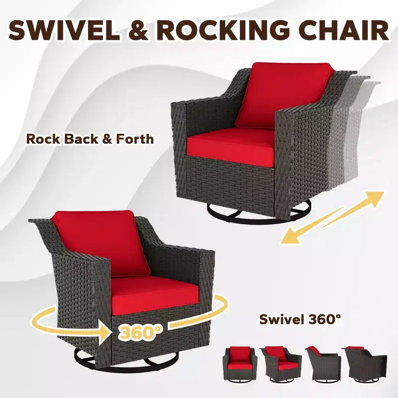 Fauteuil à bascule pivotant d'extérieur UPTIOT avec table d'appoint