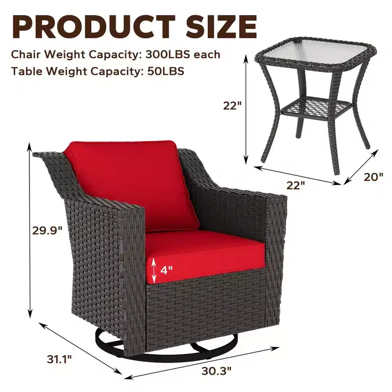 Fauteuil à bascule pivotant d'extérieur UPTIOT avec table d'appoint