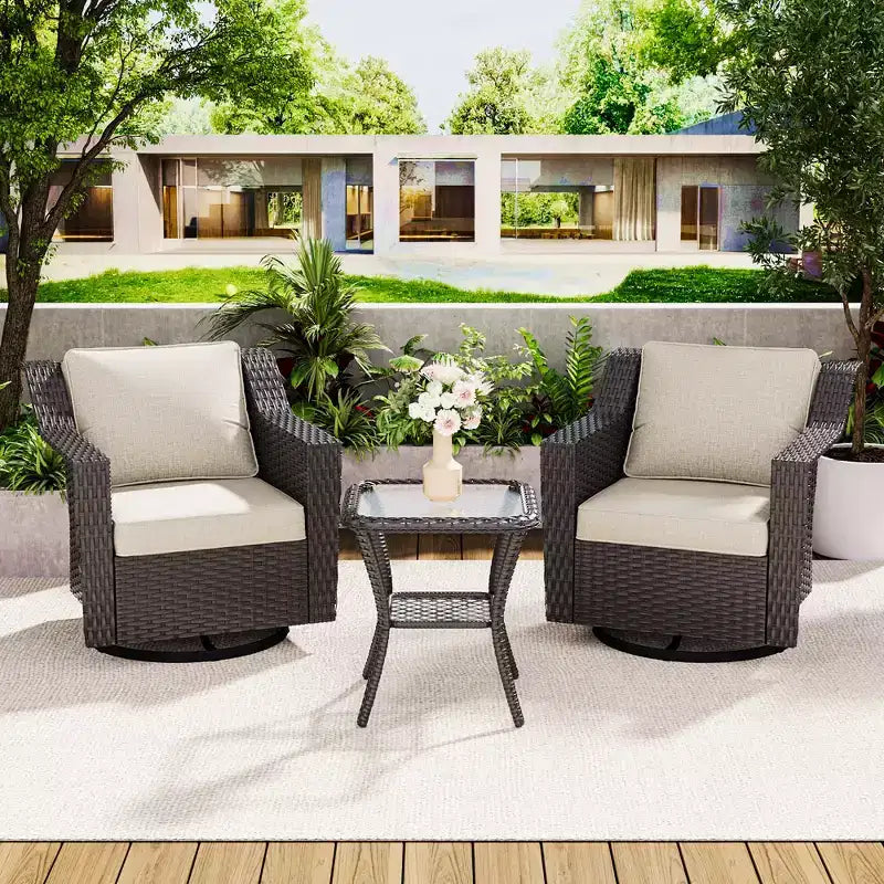Fauteuil à bascule pivotant d'extérieur UPTIOT avec table d'appoint