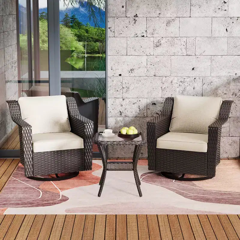 Fauteuil à bascule pivotant d'extérieur UPTIOT avec table d'appoint