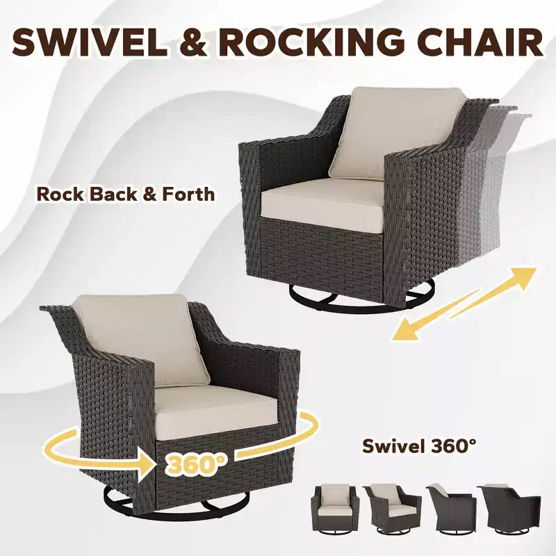 Fauteuil à bascule pivotant d'extérieur UPTIOT avec table d'appoint