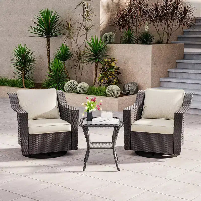 Fauteuil à bascule pivotant d'extérieur UPTIOT avec table d'appoint