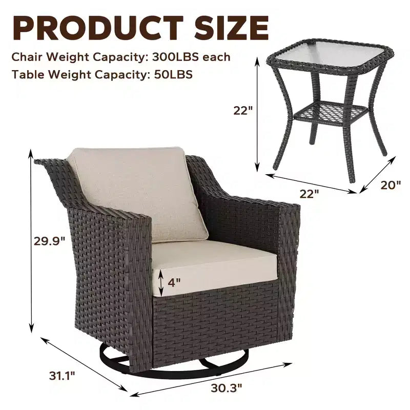 Fauteuil à bascule pivotant d'extérieur UPTIOT avec table d'appoint