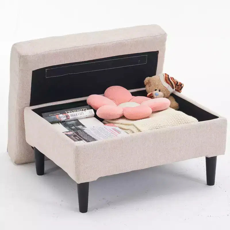 Ensemble fauteuil rembourré capitonné moderne et pouf de rangement GDFStudio Brooke