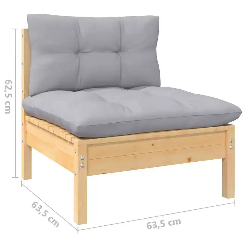 vidaXL Salon de jardin avec coussins gris et bois naturel