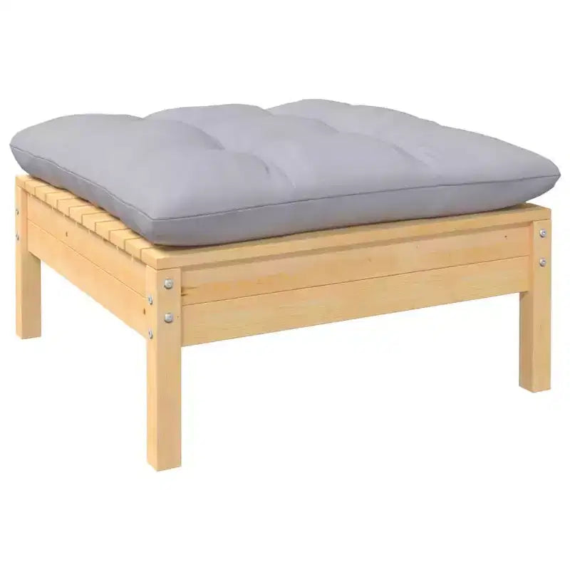 vidaXL Salon de jardin avec coussins gris et bois naturel