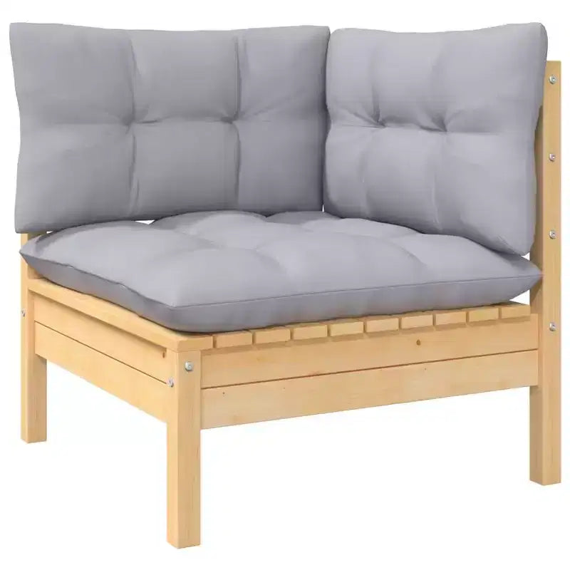 vidaXL Salon de jardin avec coussins gris et bois naturel