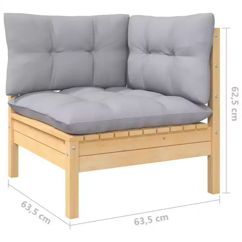 vidaXL Salon de jardin avec coussins gris et bois naturel