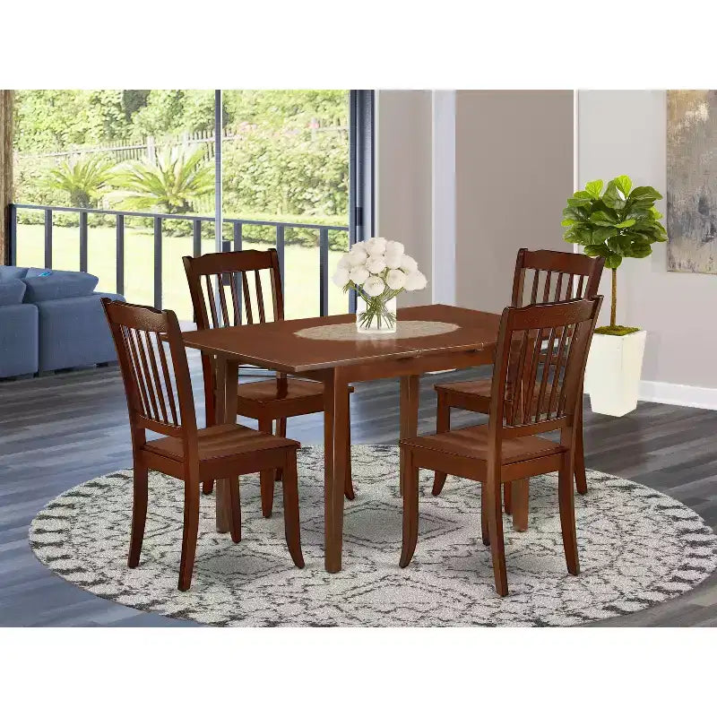 Ensemble de salle à manger rectangulaire - Ensemble table et chaises 5 pièces - Table de cuisine rustique de style ferme