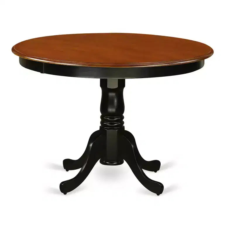 Ensemble de salle à manger rond pour 4 personnes - Table de salle à manger de 107 cm avec 4 chaises - Finition noire et cerise