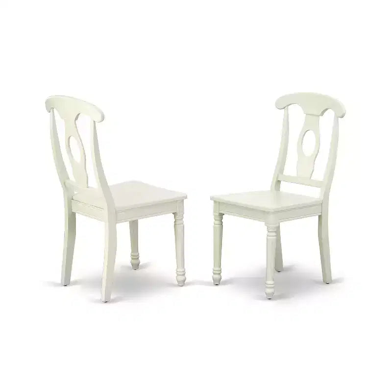 Ensemble de salle à manger rond 3 pièces - Table de 107 cm et 2 chaises - Ensemble de cuisine-dinette blanc lin