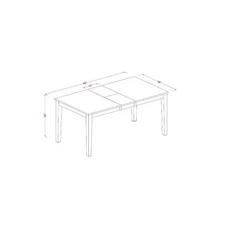 Ensemble Table à manger rectangulaire 54x66 pouces avec rallonge et 4 chaises - Style ferme moderne