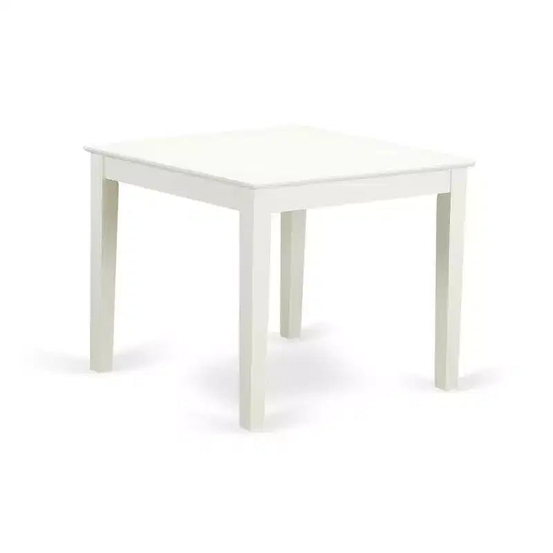 Ensemble de table de cuisine carrée avec chaises - Table de salle à manger de 91 cm et 2 chaises Parson - Pieds blanc lin, tissu beige clair