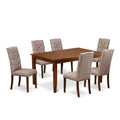 HomeStock 7-Piece Mahogany Finish Solid Wood Top Dining Table with 6 Chairs