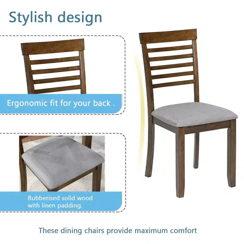 CLIHOME Ensemble de salle à manger moderne 5 pièces, table à manger rectangulaire en bois avec 4 chaises rembourrées pour cuisine, salle à manger
