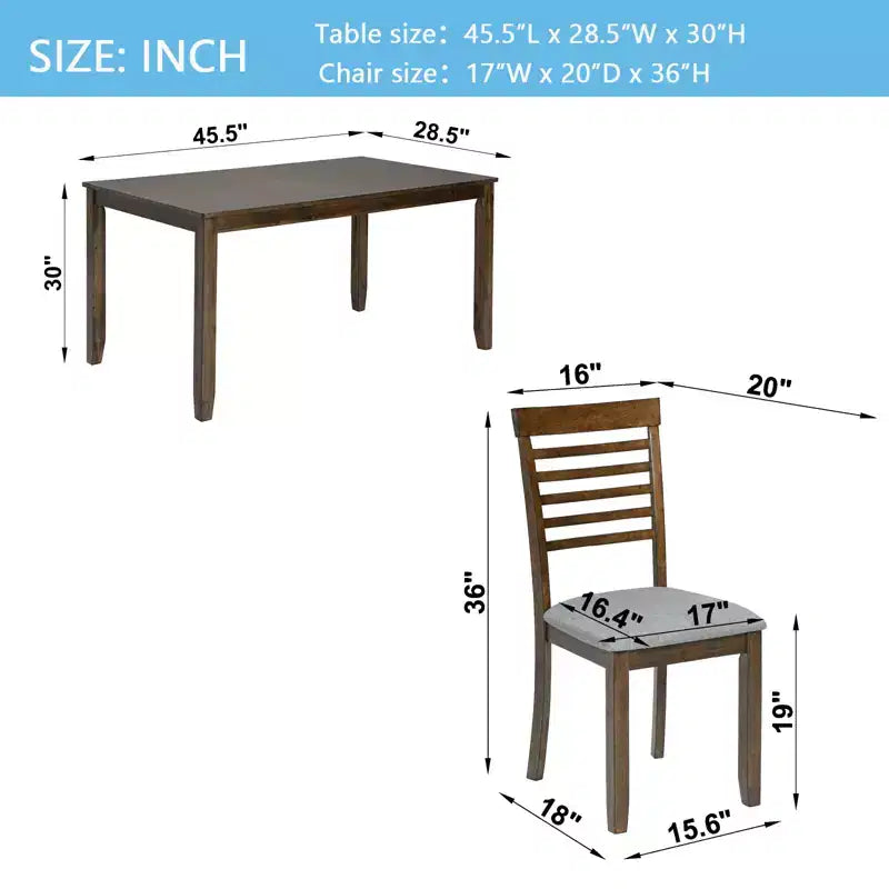 CLIHOME Ensemble de salle à manger moderne 5 pièces, table à manger rectangulaire en bois avec 4 chaises rembourrées pour cuisine, salle à manger